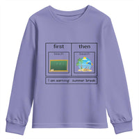 Funny Teacher Summer Break Youth Sweatshirt First Teach Then Beach Vacation Mode
