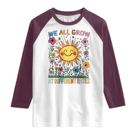 Special Education Raglan Shirt We All Grow At Different Rates Inspirational Inclusion Sped Teacher