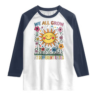 Special Education Raglan Shirt We All Grow At Different Rates Inspirational Inclusion Sped Teacher