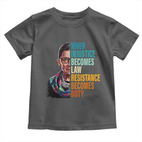 Inspirational RBG Toddler T Shirt When Injustice Becomes Law Resistance Becomes Duty