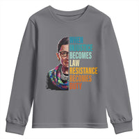 Inspirational RBG Youth Sweatshirt When Injustice Becomes Law Resistance Becomes Duty