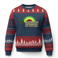 Feminist Ugly Christmas Sweater Destroy The Patriarchy Not The Planet Feminism - Wonder Print Shop