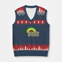 Feminist V-Neck Knit Sweater Vest Destroy The Patriarchy Not The Planet Feminism - Wonder Print Shop