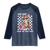 Hip Hop Easter Bunny Cleaning Pun Raglan Shirt Funny Rabbit with Mop