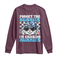 Funny Easter Bunny Forget the Bunnies I’m Chasing Hunnies Long Sleeve Shirt Cool Rabbit with Sunglasses & Hat Humor