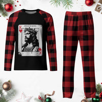 Jesus Is King Playing Card Graphic Plaid Pajama Set King of Hearts Christian Faith