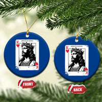 Jesus Is King Playing Card Graphic Ceramic Ornament King of Hearts Christian Faith