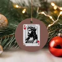 Jesus Is King Playing Card Graphic Ceramic Ornament King of Hearts Christian Faith
