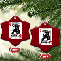 Jesus Is King Playing Card Graphic Ceramic Ornament King of Hearts Christian Faith