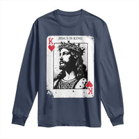 Jesus Is King Playing Card Graphic Long Sleeve Shirt King of Hearts Christian Faith