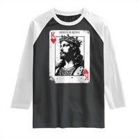 Jesus Is King Playing Card Graphic Raglan Shirt King of Hearts Christian Faith