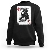 Jesus Is King Playing Card Graphic Sweatshirt King of Hearts Christian Faith