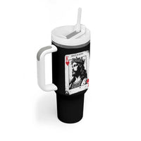 Jesus Is King Playing Card Graphic Tumbler With Handle King of Hearts Christian Faith