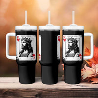 Jesus Is King Playing Card Graphic Tumbler With Handle King of Hearts Christian Faith