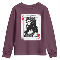 Jesus Is King Playing Card Graphic Youth Sweatshirt King of Hearts Christian Faith