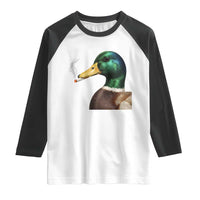 Smoking Mallard Meme Graphic Raglan Shirt Chaotic Funny Wild Duck Attitude Viral Internet Humor