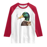 Smoking Mallard Meme Graphic Raglan Shirt Chaotic Funny Wild Duck Attitude Viral Internet Humor