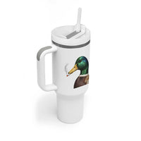 Smoking Mallard Meme Graphic Tumbler With Handle Chaotic Funny Wild Duck Attitude Viral Internet Humor