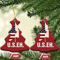 Funny American Canadan Christmas Ornament US EH Canada Maple Leaf America Star Flag - Wonder Print Shop