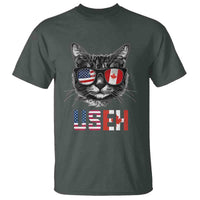 Cool American Canadan Cat T Shirt US EH American Canada Flag Funny - Wonder Print Shop