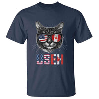 Cool American Canadan Cat T Shirt US EH American Canada Flag Funny - Wonder Print Shop