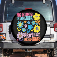 No Kings in America Protect Democracy Spare Tire Cover Colorful Flowers Patriotic Feminists - Wonder Print Shop