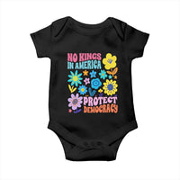 No Kings in America Protect Democracy Baby Onesie Colorful Flowers Patriotic Feminists - Wonder Print Shop