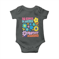 No Kings in America Protect Democracy Baby Onesie Colorful Flowers Patriotic Feminists - Wonder Print Shop