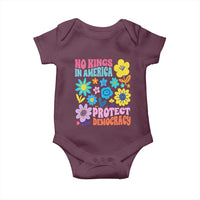 No Kings in America Protect Democracy Baby Onesie Colorful Flowers Patriotic Feminists - Wonder Print Shop
