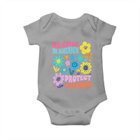 No Kings in America Protect Democracy Baby Onesie Colorful Flowers Patriotic Feminists - Wonder Print Shop