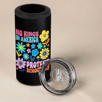 No Kings in America Protect Democracy 4 in 1 Can Cooler Tumbler Colorful Flowers Patriotic Feminists - Wonder Print Shop
