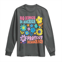 No Kings in America Protect Democracy Long Sleeve Shirt Colorful Flowers Patriotic Feminists - Wonder Print Shop