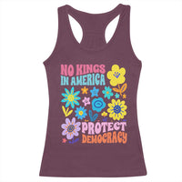 No Kings in America Protect Democracy Racerback Tank Top Colorful Flowers Patriotic Feminists - Wonder Print Shop