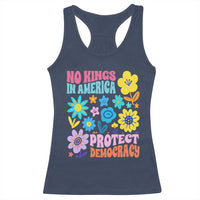 No Kings in America Protect Democracy Racerback Tank Top Colorful Flowers Patriotic Feminists - Wonder Print Shop