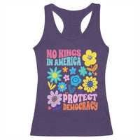 No Kings in America Protect Democracy Racerback Tank Top Colorful Flowers Patriotic Feminists - Wonder Print Shop