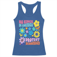 No Kings in America Protect Democracy Racerback Tank Top Colorful Flowers Patriotic Feminists - Wonder Print Shop