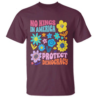 No Kings in America Protect Democracy T Shirt Colorful Flowers Patriotic Feminists - Wonder Print Shop