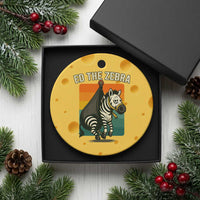 Retro Ed the Zebra Meme Ceramic Ornament Funny Viral Escape Animal - Wonder Print Shop