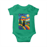 Whimsical Black Cat Pride Flag Baby Onesie Colorful LGBTQ Rainbow - Wonder Print Shop