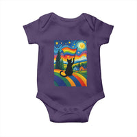 Whimsical Black Cat Pride Flag Baby Onesie Colorful LGBTQ Rainbow - Wonder Print Shop