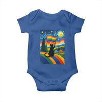 Whimsical Black Cat Pride Flag Baby Onesie Colorful LGBTQ Rainbow - Wonder Print Shop
