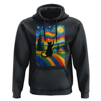 Whimsical Black Cat Pride Flag Hoodie Colorful LGBTQ Rainbow - Wonder Print Shop