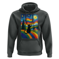 Whimsical Black Cat Pride Flag Hoodie Colorful LGBTQ Rainbow - Wonder Print Shop