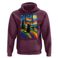 Whimsical Black Cat Pride Flag Hoodie Colorful LGBTQ Rainbow - Wonder Print Shop