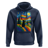 Whimsical Black Cat Pride Flag Hoodie Colorful LGBTQ Rainbow - Wonder Print Shop