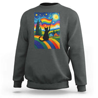 Whimsical Black Cat Pride Flag Sweatshirt Colorful LGBTQ Rainbow - Wonder Print Shop