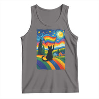 Whimsical Black Cat Pride Flag Tank Top Colorful LGBTQ Rainbow - Wonder Print Shop