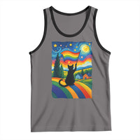 Whimsical Black Cat Pride Flag Tank Top Colorful LGBTQ Rainbow - Wonder Print Shop