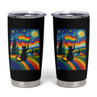 Whimsical Black Cat Pride Flag Tumbler Cup Colorful LGBTQ Rainbow - Wonder Print Shop