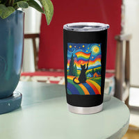 Whimsical Black Cat Pride Flag Tumbler Cup Colorful LGBTQ Rainbow - Wonder Print Shop